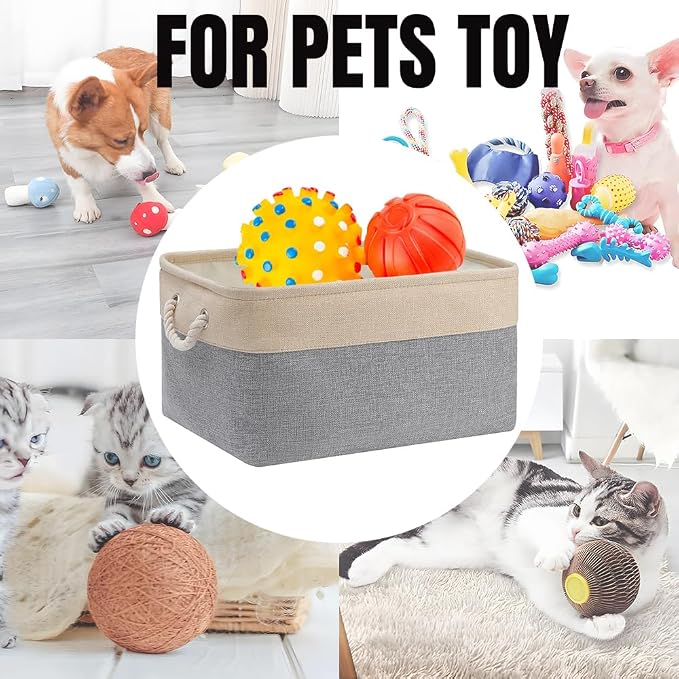 Custom Embroidered Collapsible Storage Basket with Pet's Name/Text,Personalized Storage Bin Organizer with Handle Storage Box for Dog Cat Toys Clothing,Blankets