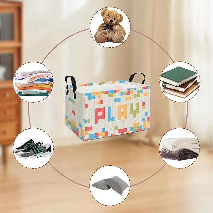 Rectangular Building block Storage Basket | Gifts Bag for Books,Clothes,Gifts,Pets-Perfect for Home,Office,Nursery,Dorm,Shelf