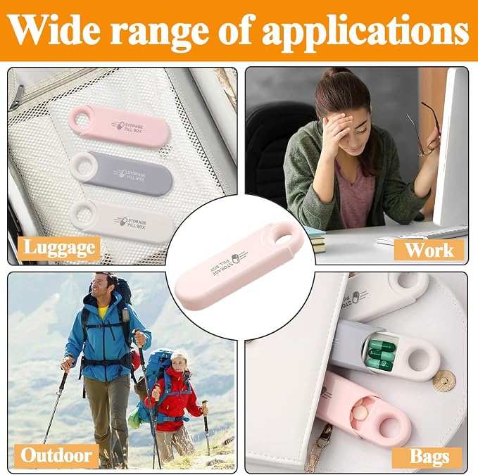 Small 3 Compartment Daily Pill Organizer, Portable Travel Size | Pill Box with Pull Tab, Cute Carry-on Medicine Case Holder Dispenser for Vitamin, Fish Oil, DHA, Pink
