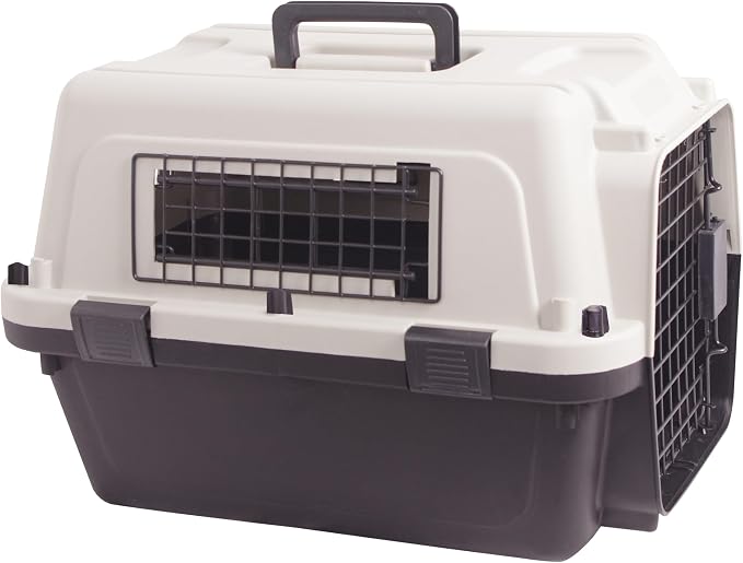 Plastic Dog/Cat Crate Portable Travelling Pet Kennel Without Wheel for Dogs/Cats, Small, Tan
