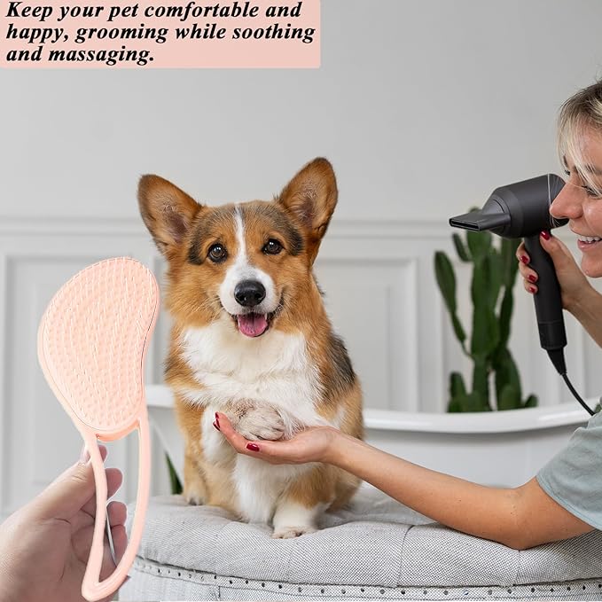 Dog Grooming Brush, Soft Puppy Massage Brush, Pet Hair Bathing Brush Comb, Hangable Grooming Tool for Poodles, Teddy, Yorkies, Maltese, Shih Tzu, Chihuahua (Light Pink)