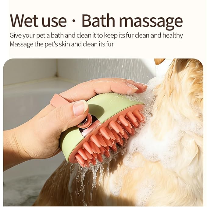 Dog Bath Brush for Bathing and Shedding, Adjustable Handle Shampoo Brush for Short and Long Haired Dogs and Cats Perfect Gifts for Pets