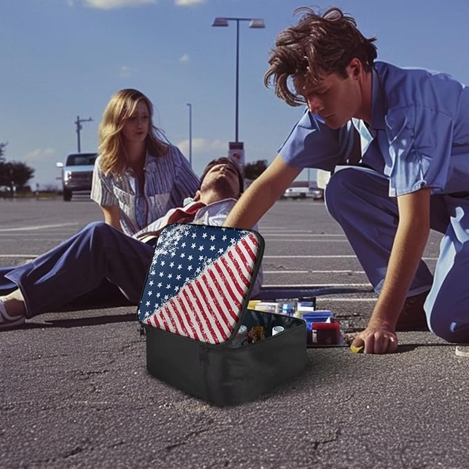 Rnyleeg American Flag First Aid Kit Bag Medium First Aid Kits for Businesses Travel Medicine Bag Organizer Medical Kits for Home Car Camping Hiking