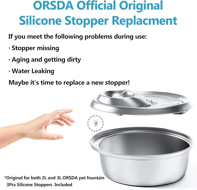 ORSDA Cat Water Fountain Parts Silicone Stopper Replacement for ORSDA All Pet Fountains D30 / D60 / D36 / D66 (Silicone Stopper)