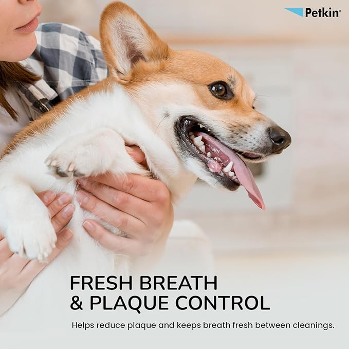 Petkin Plaque Remover Gel – Cleans Teeth and Gums, Removes Plaque and Tartar - Freshens Breath and Whitens Teeth with Baking Soda - Ideal for Daily Use, No Brushing or Rinsing - 4 fl oz