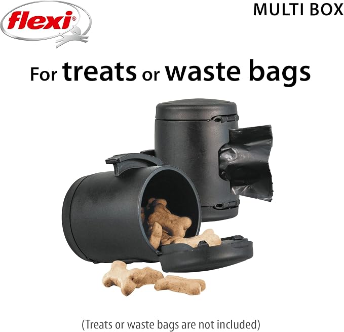 FLEXI Multi Box – Add on Retractable Leashes,Poop Bag Dispenser,Dog Treat Holder for Training,Multipurpose Box,Black,(Pack of 8)