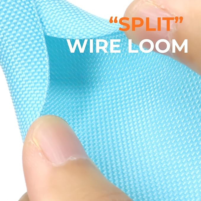 1/2 inch Split Braided Cable Management Sleeve for USB Cable Power Cord Audio Video Cable, Wire Loom Cord Protector from Cat Dog Chewing (Sky Blue, 25FT)