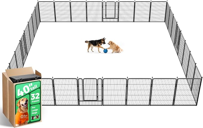 FXW Rollick Dog Playpen, Indoor, Yard & RV Camping, 40" H, 32 Panels | Easy setup, Heavy-duty, DIY layouts, for Medium & Large Dogs, Patented