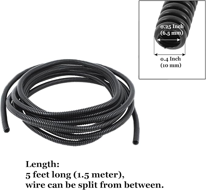 SunGrow Dog and Cat Cord Protector, 0.25 Inch Opening Diameter, Dog, Cat, Ferret Cord Protector from Wire Chew, Cable Protector Tubing, Stop Chewing Cable Management Sleeve, 5 Feet