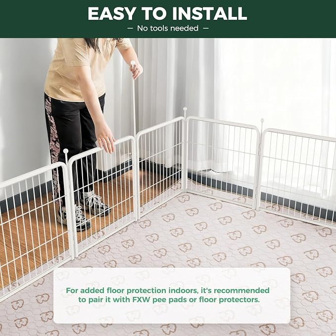 FXW Rollick Dog Playpen, Indoor, Yard & RV Camping, 24" H, 32 Panels | Easy setup, Heavy-duty, DIY layouts, Walk-through gate, for Puppies & Small Dogs, Patented