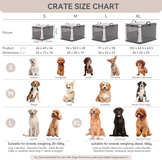 A 4 Pet 40-in XL Foldable Soft-Sided Dog Crate, Large Dogs | patented screw frame, Lockable zippers, waterproof base, washable cover, outdoor/indoor/car