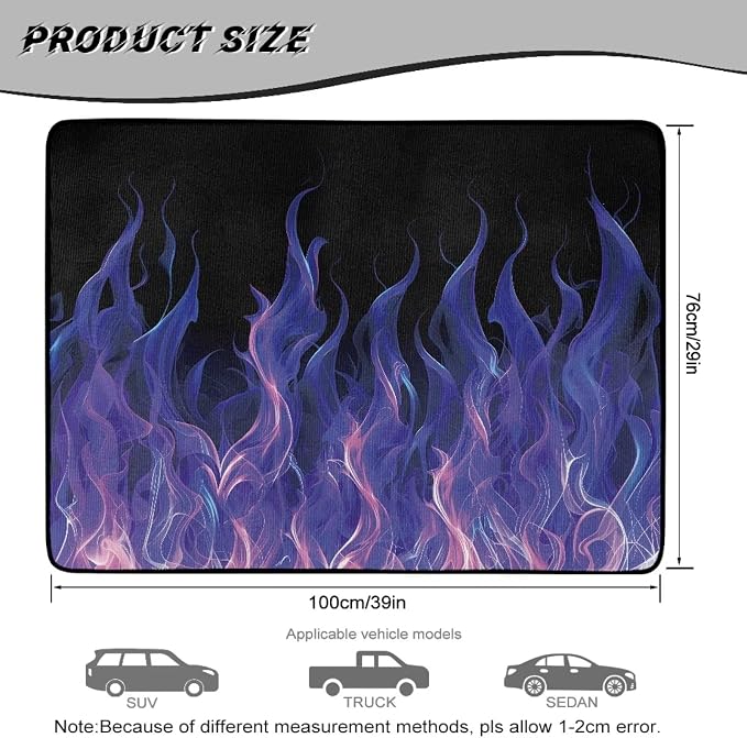 Howilath Purple Flame Car Trunk Mat 29"x39" All Weather Cargo Liner Non-Slip Rear Trunk Protection for SUV Sedan Truck