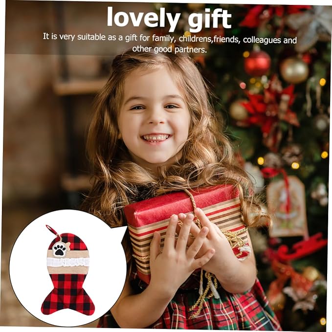 Wakauto Christmas Pet Gift Pouch Black Red Plaid Holiday Candy Bag for Party Decoration and Treats Storage