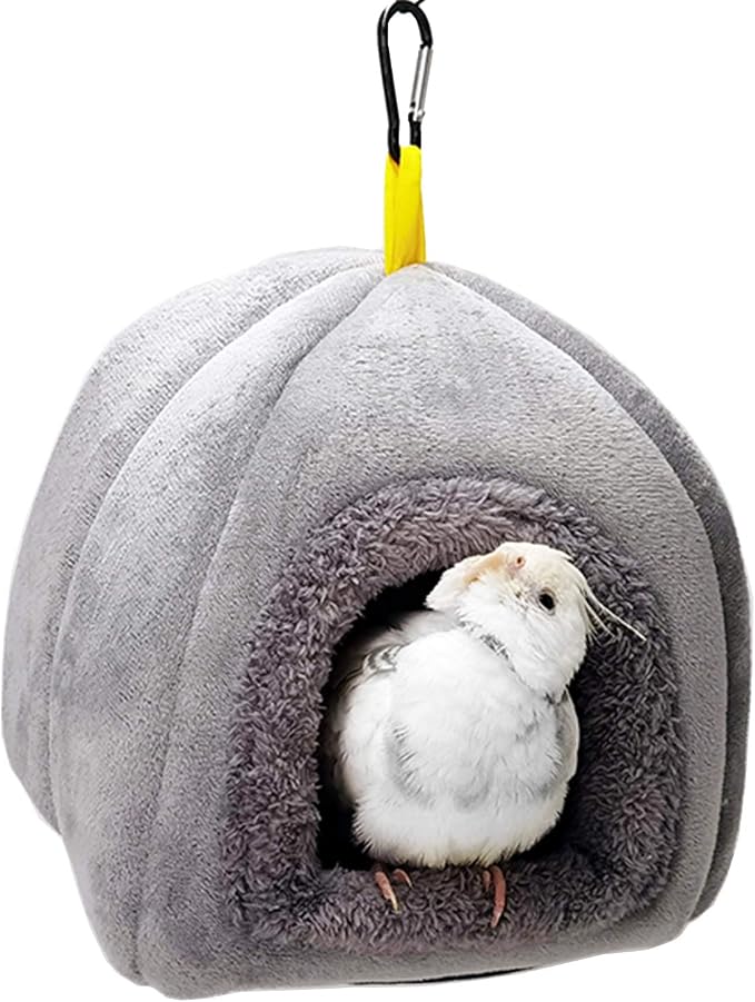 QBLEEV Winter Warm Bird Nest House, Parrot Hanging Hammock for Cages | Bird bed soft plush snuggle hut tent, parakeet cage accessories hideaway sleeping bed for budgie cockatiel conure lovebird