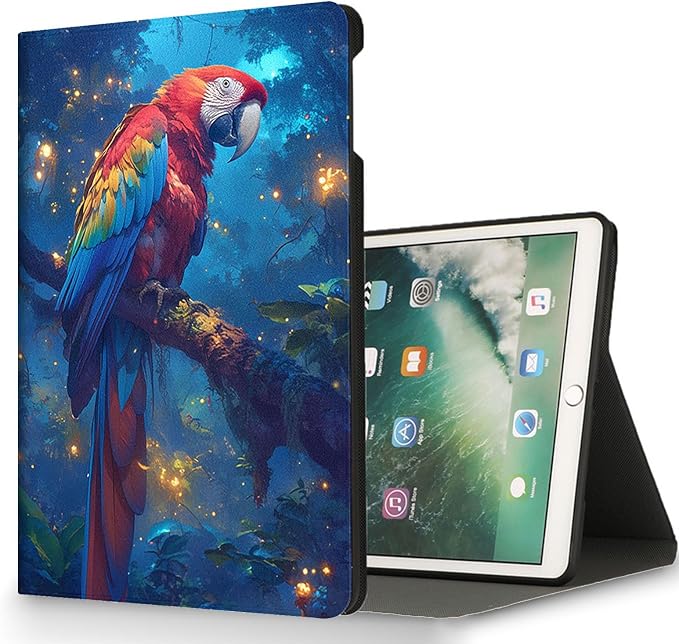 for Microsoft Surface Pro 7 Plus,Surface Pro 7/6/5/4 12.3" Tablet Case,Auto Wake/Sleep,Adjustable Stand Protective Cover - Cute Parrot