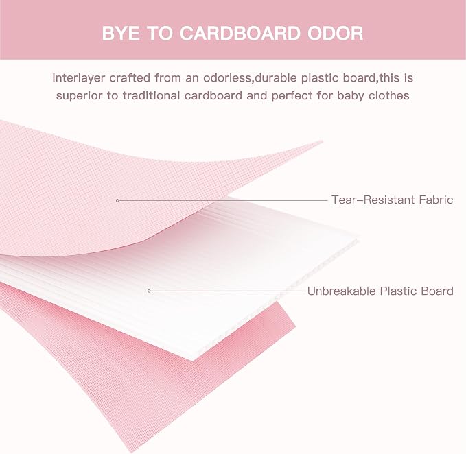 Drawer Organizer Clothes, 21 Pack Dresser Organizer for Baby Clothes, Underwear, Sock - Foldable Closet Organization and Storage Dividers Bins for Nursery, Bedroom (Pink)