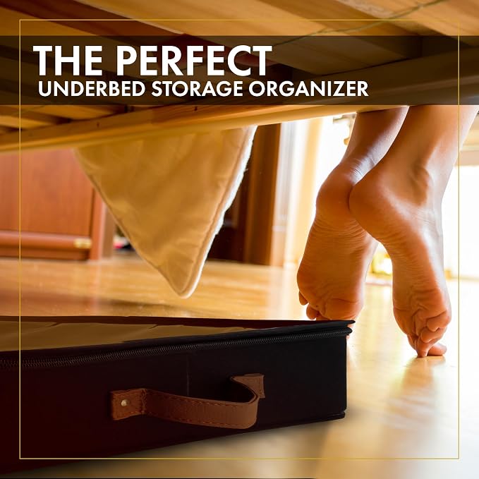 HOMELUX THEORY Under Bed Storage, Low Profile 2pc with Lid, Black | Slim fit for low-clearance beds & couches, Fits seasonal clothes, blankets & shoes, Bins with lids, Space-saving storage