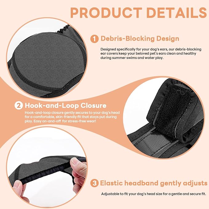 Dog Ear Muffs Noise Protection, Water-Resistant, No-Shake Ear Muffs for Grooming, Bathing, Swimming & Noise Relief