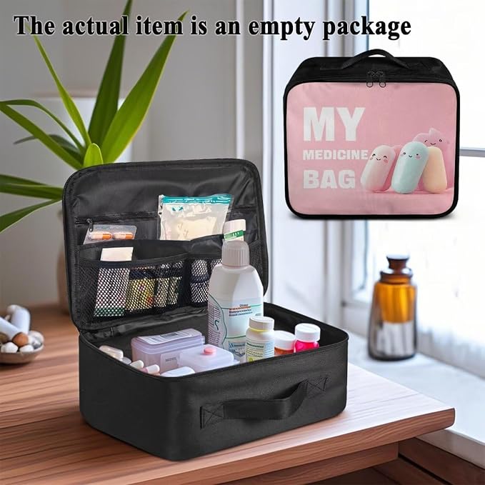 First Aid Kit Bag Empty Pink Color-Coded Emergency Medical Pouch for Hospitals Schools and Home Use Constructed with Tear-Resistant Fabric