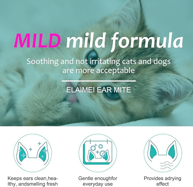 2Pack Ear Mite Treatment for Dogs and Cats,Dog Ear Infection Treatment,Aloe Ear Mite,Safe for Pets | 12+ Weeks | 0.75 fl oz 22.2ml