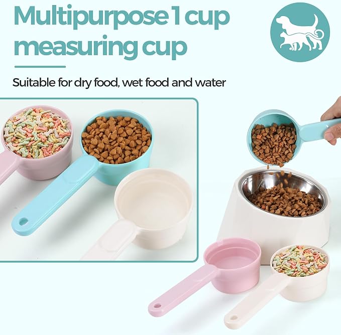 ComSaf Dog Food Scoop 1 Cup Size, Pet Food Measuring Cup for Dogs and Cats | Pet Food Scooper, One-Cup Portion Measure, Long Handle, Dry Kibble, For Feed Storage Bins, Dishwasher Safe