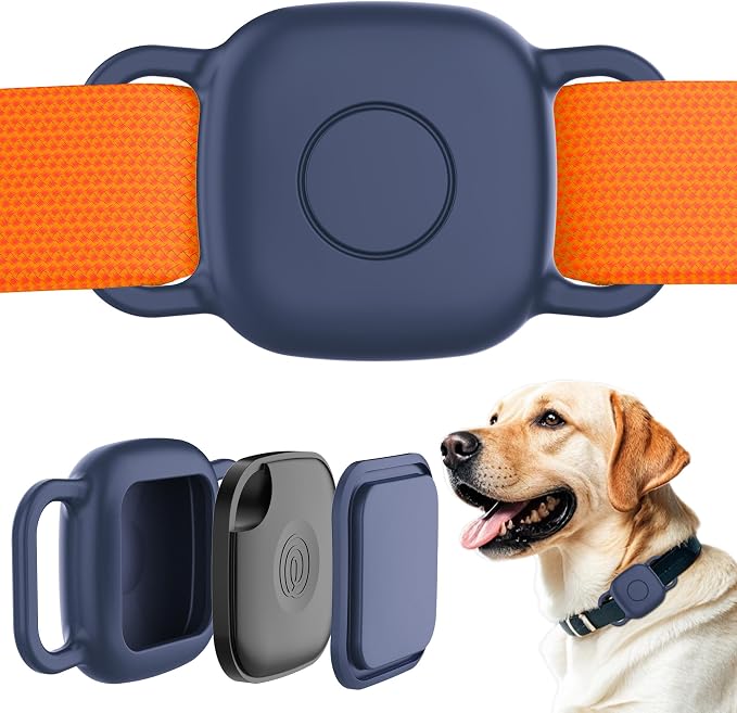 Waterproof Dog Collar Holder for Life360 Tile Mate Tracker, 2-Pack Durable Silicone Cover, Anti Lost for Life 360 Tile Tracker Case for Cat & pet Collars, Easy Installation, Lightweight, Navy Blue