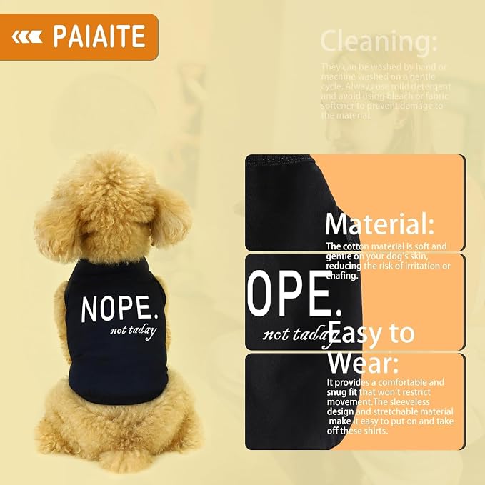 Discover Cozy Cotton Canine Wear: Soft, Lightweight, and Breathable Dog Shirt Vest with Eye-Catching Graphics(Nope not Today), Keeping Your Furry Friend Warm and Comfy! Grey XXS