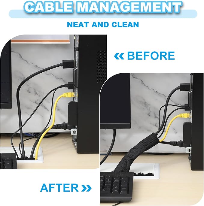 PATIKIL Cable Sleeve with Hook and Loop Fastener, 6.6 Ft x 4.72" Wire Manager Cord Protector Trolling Motor Cable Sleeve Dog Cat Cord Wrap Protector for Computer Wire