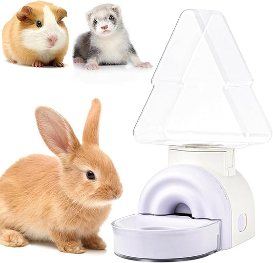 mini&moe Rabbit Water Bottle - 17.6oz Guinea Pig Water Bottle No Drip for Cage Automatic Gravity Silent Hanging Bunny Water Dispenser with Floating Bowl for Hamster, Gerbils, Ferret, Chinchilla