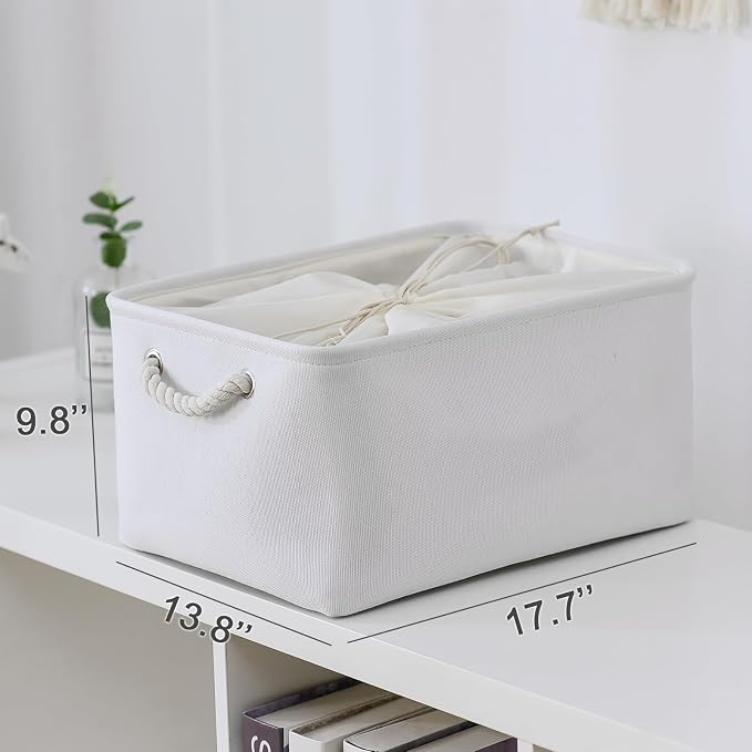 Storage Basket for Gifts Empty - X Large - 3 Pack 17.7L×13.8W×9.8H in Collapsible Storage Bin for Shelves, Toy Box Storage for Gifts Book Laundry (White)