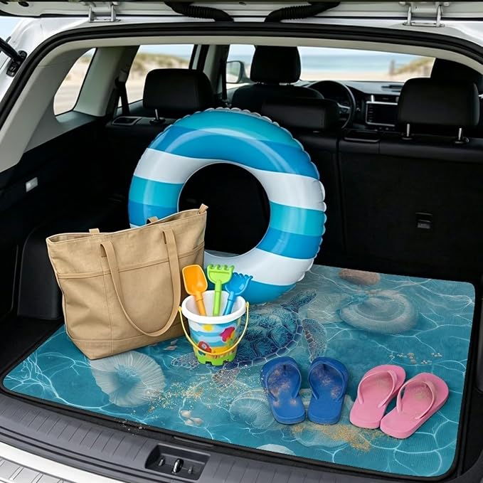 Shell Turtle Car Trunk Mats Non Slip Cargo Liner for Cars All Weather Trunk Floor Mat Universal Most SUV Truck Vehicle Dustproof Pets Car Seat Covers Protector Decor