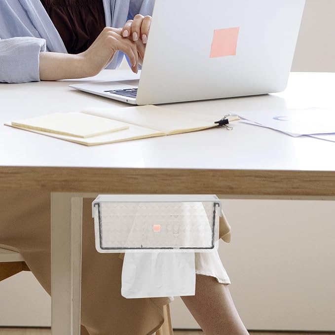Lurrose Desk Tissue Holder for Office Desk Organization, Resistant to Deformation Storage Bin with Sleek Pet and Abs Material, Compact Tissue Box Cover for Office Use