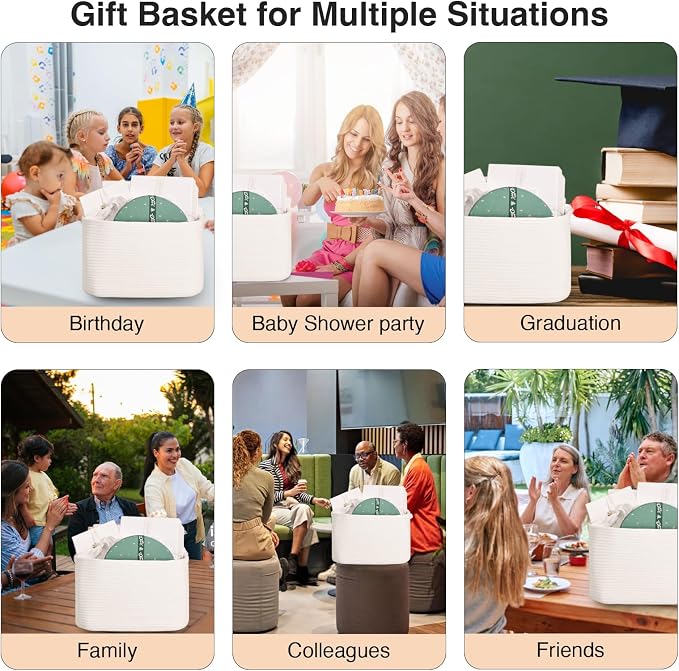 ICERZCZ Woven Cotton Rope Baskets for Gifts Empty, 17×13×9.5 Off White | Storage Baskets for Organizing, Cute Decorative Basket, Organizer Bins for Dog Toy, Baby Laundry, Gift, Nursery
