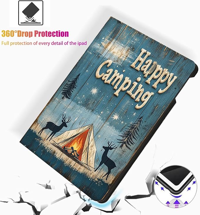 for Microsoft Surface Pro X/Pro X Plus-13 2019/2020/2021/2024 Tablet Case,Auto Wake/Sleep,Adjustable Stand Protective Cover - Happy Camping