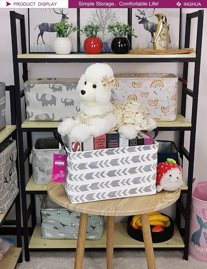 Rectangular Arrow Storage Basket | Gifts Bag for Toys,Books,Clothes,Gifts,Pets-Perfect for Home,Office,Nursery,Dorm,Shelf