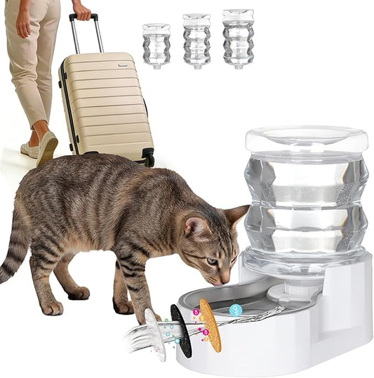 RIZZARI Pet Water Bowl Dispenser: 4L Automatic Stainless Steel Feeder with Activated Carbon Ion Exchange System-Helps Prevent Urinary Stones for Cats & Small Dogs- Apartments -Single-Pet Homes