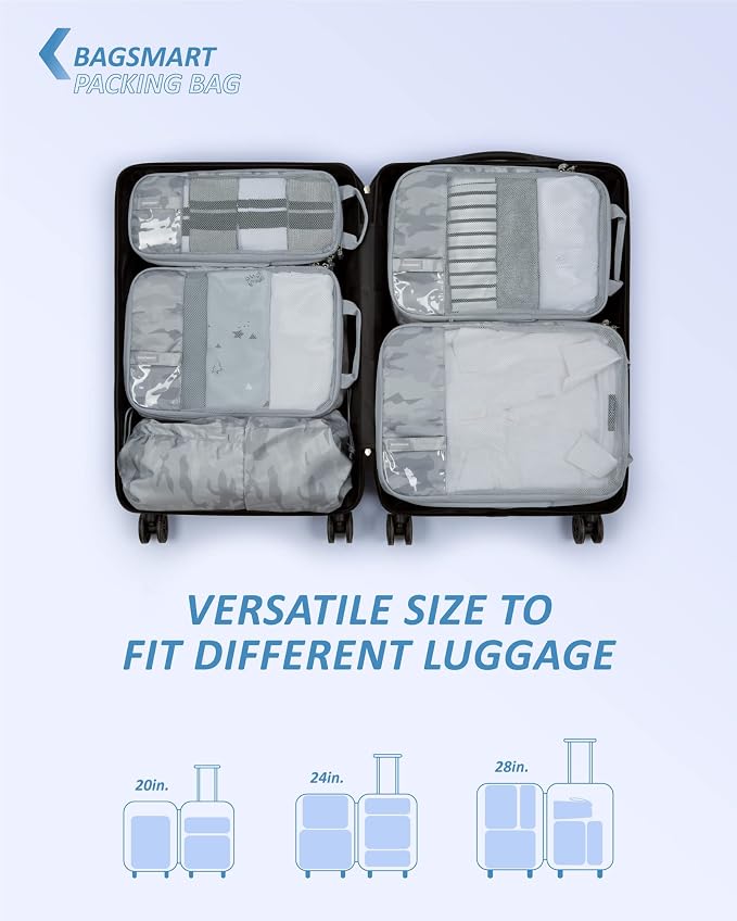 BAGSMART Compression Packing Cubes for Travel Essentials | 14 Set /6 Set /4 Set/2 Set, Lightweight, Durable