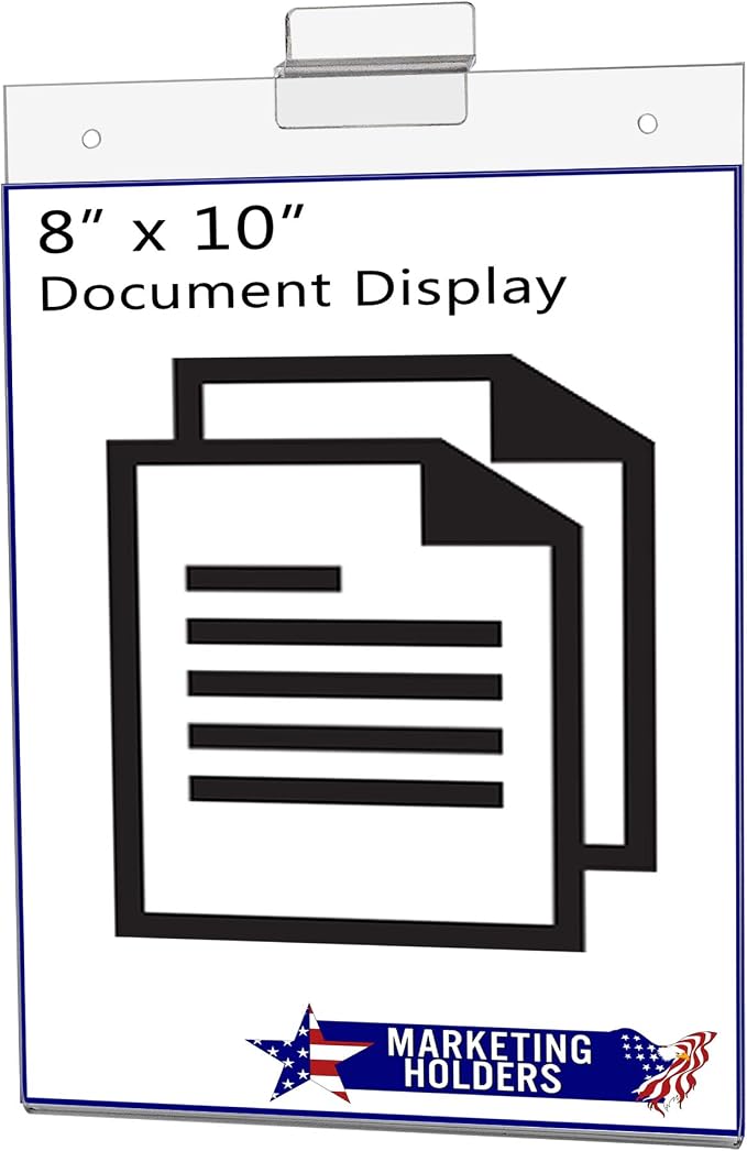 2 Pack Slatwall Sign Holder 8" x 10" Price Tags and Promotional Deals Top or Side Load Acrylic Clear Retail Literature Frame No Assembly Required by Marketing Holders