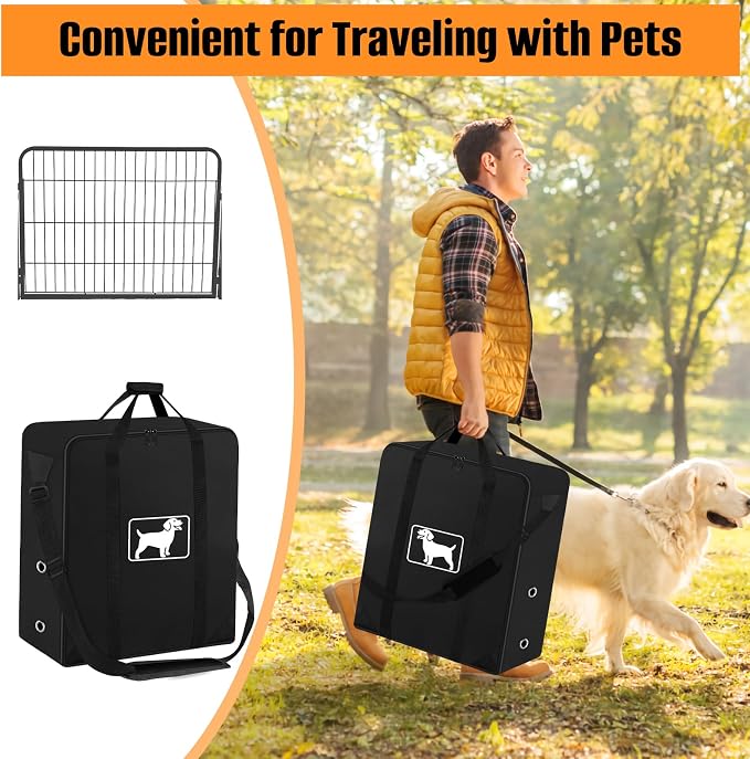 Dog Playpen Storage Bag Fits 24" H 8 Panels and 9 Stakes,600D Oxford Fabric | Dog Fence Travel Bag for Foldable Exercise Pet Playpen, with Shoulder, Waterproof Tear Resistant, Designed for RV Trips