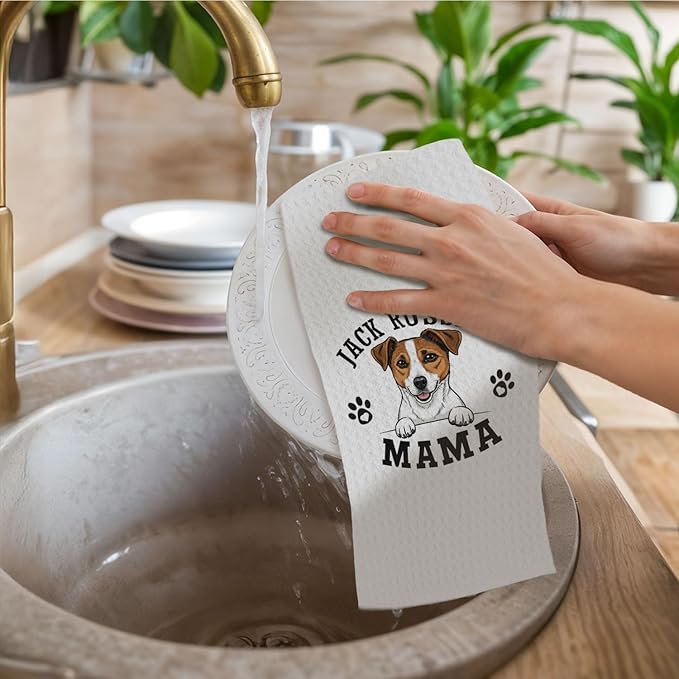 Jack Russell Kitchen Towels, Dog Mama Jack Russell Terrier Gifts for Women & Dogs Moms, JRT Dog Lover Gifts Decorative Hand Towels for Bathroom, 16x24 Inch