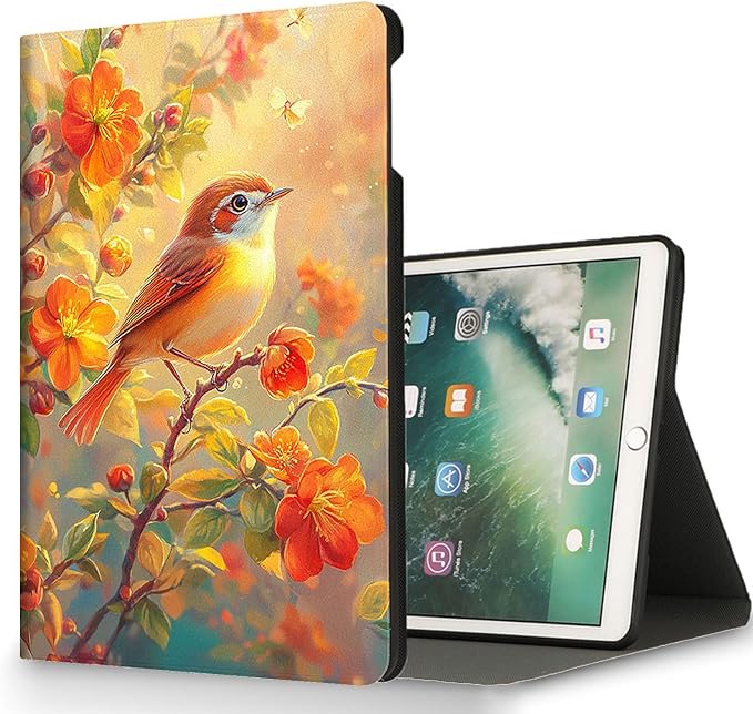 for Microsoft Surface Pro 8-13" 2021 Tablet Case,Auto Wake/Sleep,Adjustable Stand Protective Cover - Bird and Flower Pattern
