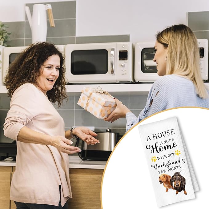 Dachshund Kitchen Towels, Dachshund Lover Gifts Hand Towels for Bathroom Decor, Weiner Dog Gifts Dish Tea Towels for Kitchen Decor, Dachshund Gifts for Women Men, Doxie Gifts, 16x24 Inch