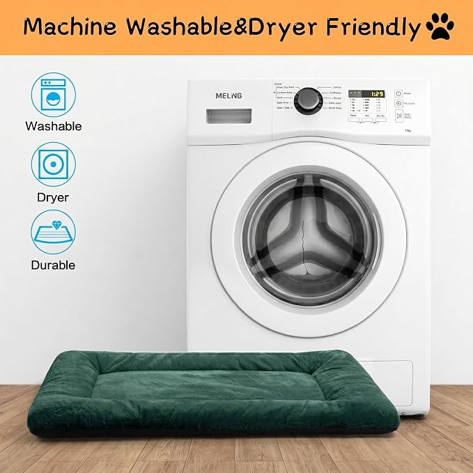 Dog Crate Pad Washable Dog Bed for Crate Medium Cozy Mat 30-Inch Green | Ultra Soft Kennel Pad,Anti-Slip Bottom,Fits for Most Metal Crates,Comfortable Sleeping Pet Mat