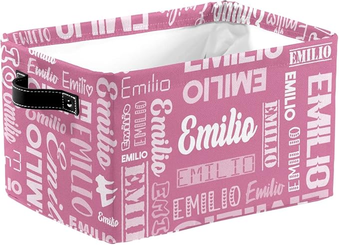 Personalized Toy Box Storage Bins for Boys Girls with Name, Kids Custom Storage Basket Cubes Organizer with Handles, Shelf Closet Storage Baskets Bin Customized Gift, 1 Pack