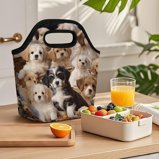 Cute Pet Dogs Lunch Bag Cooler Bag Tote Bags | Reusable Portable Lunch Box for Women/Men Lightweight Soft Cooler Bags Organizer for Adults Work Travel Outdoor