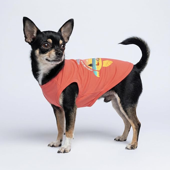 Fitwarm Hawaiian Sea Turtle Dog Shirt, Tropical Summer Clothes for Small Dogs Boy Girl, Funny Pet Outfit, Orange, XXL