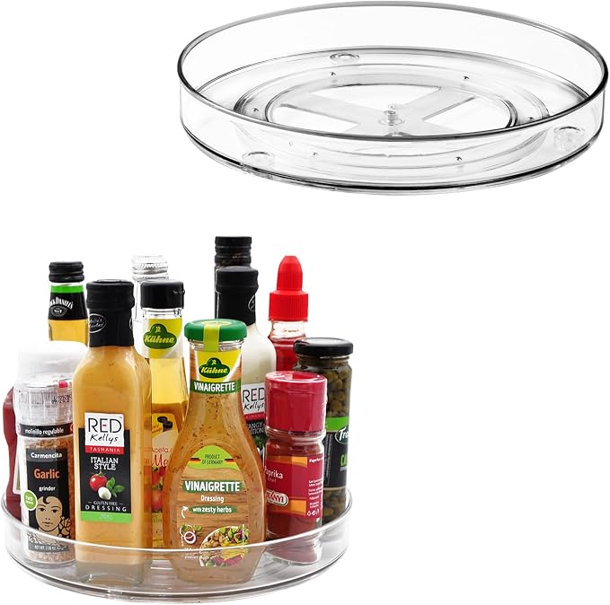 Amolliar Lazy Susan Organizer, Rotating Turntable Organizer Tray(11" 2Pack) | Lazy Susan Organizer for Cabinet, Fridge, Kitchen, Pantry Organizer Storage, Lazy Susan for Table Top, Spice Rack Organizer