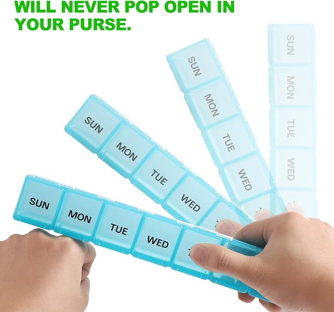 Pill Organizer Pink XL Extra Large Weekly ﻿ | Portable Medicine, Daily Pill Cases for Pills/Vitamin/Fish Oil/Supplements
