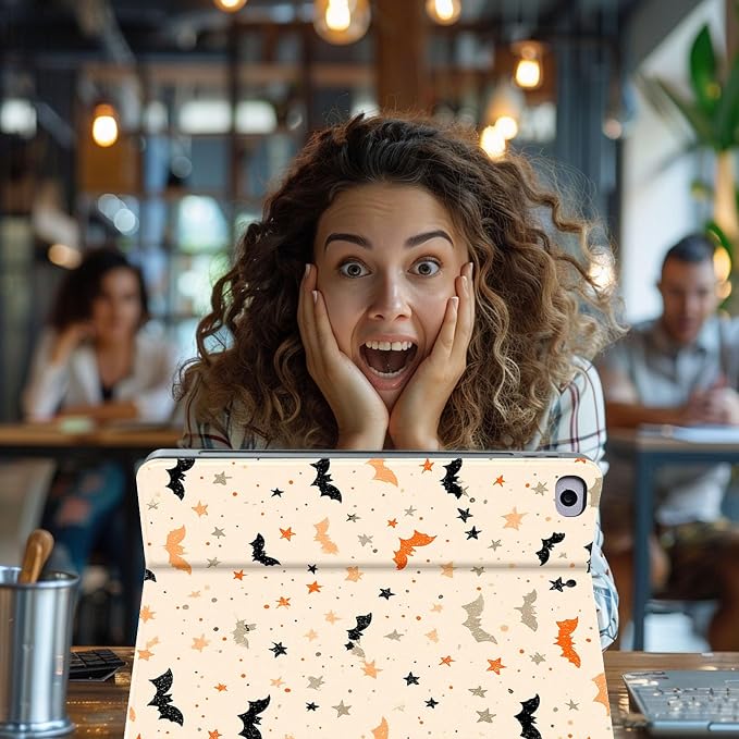 for Microsoft Surface Pro 11/10/9-13" 2024/2022 Tablet Case,Auto Wake/Sleep,Adjustable Stand Protective Cover - Halloween Bat Star