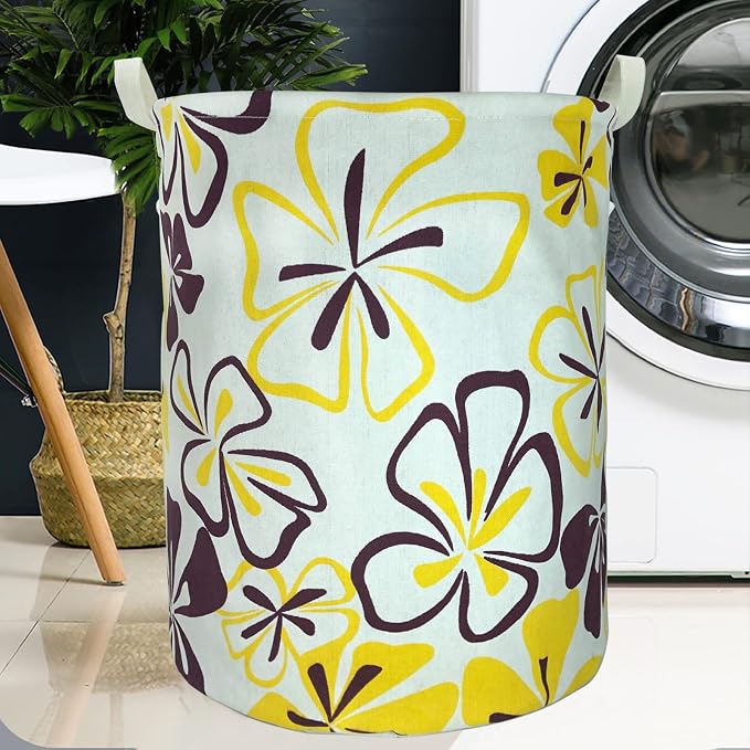Merdes 19.7’’ Waterproof Foldable Laundry Hamper, Dirty Clothes Laundry Basket, Linen Bin Storage Organizer for Toy Collection (Flower)